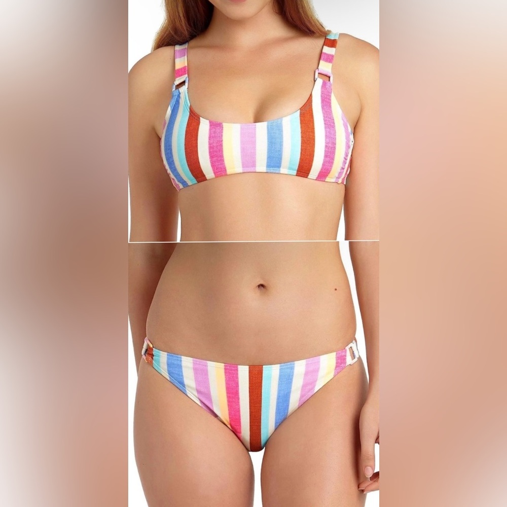 -NWT- California Waves Juniors' Top Sz L & Cheeky Bikini Bottom Size XL